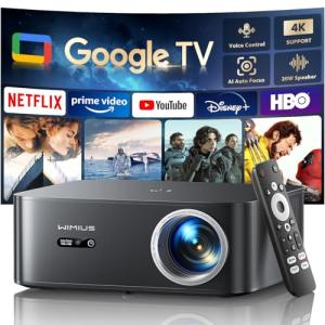 Google TV 4K Supported Smart Projector,Outdoor & Home Theater Projector with Wi-Fi 6 and Two-Way Bluetooth 5.2,Auto Focus & Keystone,800 ANSI,WiMiUS K13 Movie Proyector for Indoor & Outdoor Use