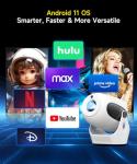 【Electric Focus】Projector with WiFi 6 and Bluetooth 5.0, Mini Portable Native 720P with 4K Support, Smart Proyector Built in Android 11, Auto Vertical Keystone, Home Movie Projectors for Outdoor
