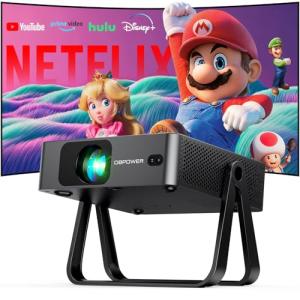 [Ultra-Slim 1.97"| Netflix Licensed | AI Auto Focus | 360° Stand] Smart Mini Projector with WiFi 6 & Bluetooth, Built-in Netflix/YouTube/Disney+/Hulu, DBPOWER N5 Movie Projector for Bedroom (Black)
