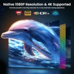 [Auto Focus & Keystone] 4K Projector with WiFi and Bluetooth, Native 1080P Outdoor Movie Projector with 50-100% Zoom, 300'' Display, JOWLURK Smart Projector for iOS/Android/TV Stick, Purple