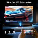 [Auto Focus & Keystone] 4K Projector with WiFi and Bluetooth, Native 1080P Outdoor Movie Projector with 50-100% Zoom, 300'' Display, JOWLURK Smart Projector for iOS/Android/TV Stick, Purple
