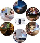 Wielio Projector with WiFi and Bluetooth Native 1080P Full HD Projector 18000 Lumens Outdoor 200" Projection Screen Video Movie Proyector Compatible with Smartphone, HDMI,USB,AV,Fire Stick, PS5, White
