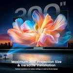 [Auto Focus & Keystone] 4K Projector with WiFi and Bluetooth, Native 1080P Outdoor Movie Projector with 50-100% Zoom, 300'' Display, JOWLURK Smart Projector for iOS/Android/TV Stick, Purple