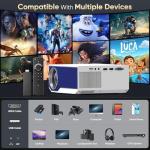 ZDK Native 1080P 18000 Lumen 4K Supported Projector with wifi and bluetooth, Bedroom Outdoor Indoor Projector Compatible with Smartphone, HDMI, USB, AV, Fire Stick, PS5 for Home, Bedroom, Outdoor Use