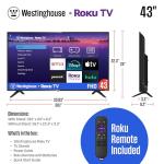 Westinghouse Roku TV - 43 Inch Smart TV, 1080P FHD Television with Wi-Fi Connectivity and Mobile App, LED Flat Screen Compatible with Apple HomeKit, Alexa and Google Assistant