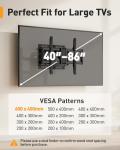 Perlegear UL-Listed Full Motion TV Wall Mount for 40–86 Inch Flat Curved TVs up to 132 lbs, 12″/16″ Wood Studs, TV Mount Bracket with Tool-Free Tilt, Swivel, Extension, Max VESA 600 x 400mm, PGLF15