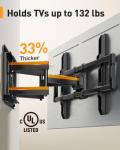 Perlegear UL-Listed Full Motion TV Wall Mount for 40–86 Inch Flat Curved TVs up to 132 lbs, 12″/16″ Wood Studs, TV Mount Bracket with Tool-Free Tilt, Swivel, Extension, Max VESA 600 x 400mm, PGLF15