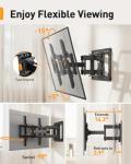 Perlegear UL-Listed Full Motion TV Wall Mount for 40–86 Inch Flat Curved TVs up to 132 lbs, 12″/16″ Wood Studs, TV Mount Bracket with Tool-Free Tilt, Swivel, Extension, Max VESA 600 x 400mm, PGLF15