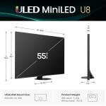 Hisense 55" Class U8 Mini-LED ULED 4K UHD Google Smart TV (55U8QG, 2025 Model) - QLED, Native 165Hz, VRR 288, Up to LD5600, 5000 Nits, HDR10+, Dolby Vision IQ · Atmos, IMAX Enhanced, 4.1.2 Ch Audio