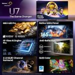 Hisense 55" Class U7 Mini-LED ULED 4K UHD Google Smart TV (55U75QG, 2025 Model) - QLED, Native 165Hz, VRR 288, Up to 3000 Nits, HDR10+, Dolby Vision IQ · Atmos, IMAX Enhanced, 2.1.2 Ch Surround