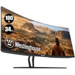 Westinghouse 34 Inch Curved Ultrawide Gaming Monitor, 180Hz, AMD FreeSync Support, Low Motion Blur, 1500R Curve, 3440 x 1440, for PC Games with Built in Speakers, 2X DisplayPort, 2X HDMI