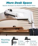 ULTRARM Heavy Duty Monitor Arm for Ultrawide Monitors up to 57" and 44 lbs, Single Desk Stand, Pneumatic Height Adjustable, Modular Extension Arms - Max VESA 100x100, White, MA20PW-S