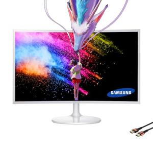 Samsung White Monitor | 27 inch Curved PC Monitor | AMD FreeSync | 1920 x 1080 | 4ms Response Time | 3000:1 Contrast | HDMI Cable Included | Audio Out Ports| VGA Input | Slim Bezel