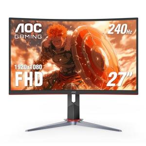 AOC C27G2Z 27" Curved Frameless Ultra-Fast Gaming Monitor, FHD 1080p, 0.5ms 240Hz, FreeSync, 2x HDMI 2.0, 1x Display Port, Height Adjustable, Xbox PS5 Switch Ready, 3-Year Zero-Bright-Dot