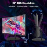 Sceptre Curved 27" FHD 1080p 75Hz LED Monitor HDMI VGA Build-In Speakers, EDGE-LESS Metal Black 2019 (C275W-1920RN)