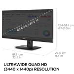 ViewSonic VG3456A 34 Inch 21:9 Ultrawide QHD 1440p IPS Monitor with Ergonomic Design, 100W USB C, Docking Built-in, Gigabit Ethernet RJ54 for Home and Office