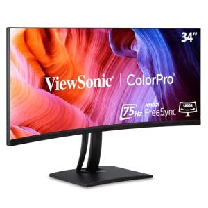 ViewSonic VP3456A 34 Inch Ultrawide QHD 1440p Curved Monitor with 100W USB C, Ethernet RJ45, FreeSync, USB Hub, 100% sRGB, 14-bit 3D LUT