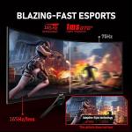 ZZA 34" UltraWide Curved WQHD Monitor - Immersive Gaming Experience with 165Hz Refresh Rate, VA Panel, and AMD FreeSync Premium | HDR10 | 99% sRGB | 3440x1440