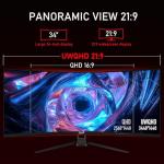 ZZA 34" UltraWide Curved WQHD Monitor - Immersive Gaming Experience with 165Hz Refresh Rate, VA Panel, and AMD FreeSync Premium | HDR10 | 99% sRGB | 3440x1440