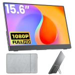 Upperizon Portable Monitor 15.6 Inch FHD 1080P HDR IPS Travel Monitor with Speakers HDMI USB-C Second Screen for MacBook Laptop Surface Xbox PS4/5, External Display with Kickstand, VESA Compatible