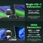 cocopar Portable Monitor 15.6 Inch Upgraded Travel 1080P Monitor with Speaker Full Size HDMI USB-C External Display for Laptop MacBook Surface PC Xbox PS4/5, with Kickstand VESA Compatible