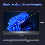 cocopar Portable Monitor 15.6 Inch Upgraded Travel 1080P Monitor with Speaker Full Size HDMI USB-C External Display for Laptop MacBook Surface PC Xbox PS4/5, with Kickstand VESA Compatible