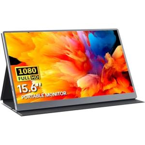 Upperizon Portable Monitor 15.6 Inch 1080P FHD HDR IPS Travel Screen HDMI USB-C Portable Monitor for Laptop MacBook PC Surface Xbox PS4/5 with Cover, VESA Compatible