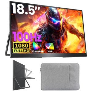 Upperizon Large Portable Monitor 18.5 inch 1080P FHD 100Hz 125% sRGB HDMI USB-C Portable Computer Monitor for Laptop MacBook Xbox PS4/5, Travel External Monitor with Kickstand, VESA Compatible