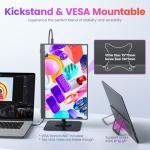 Upperizon Portable Monitor 15.6 Inch FHD 1080P HDR IPS Travel Monitor with Speakers HDMI USB-C Second Screen for MacBook Laptop Surface Xbox PS4/5, External Display with Kickstand, VESA Compatible
