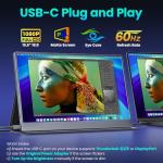 Upperizon Portable Monitor 15.6 Inch 1080P FHD HDR IPS Travel Screen HDMI USB-C Portable Monitor for Laptop MacBook PC Surface Xbox PS4/5 with Cover, VESA Compatible