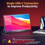 Upperizon Large Portable Monitor 18.5 inch 1080P FHD 100Hz 125% sRGB HDMI USB-C Portable Computer Monitor for Laptop MacBook Xbox PS4/5, Travel External Monitor with Kickstand, VESA Compatible
