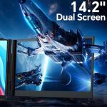 POTTMACEE Laptop Screen Extender, Ultra-Thin 14.2" FHD IPS Dual Screen, Portable Monitor for Laptop 13–17.3" with USB-C/HDMI Port, Plug & Play for Windows/Mac/Android/PS5