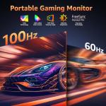 kksmart Portable Monitor 18.5 inch 1080P FHD 128% sRGB 100Hz, Travel Monitor for Laptop MacBook Surface PC Xbox PS5, HDMI Dual USB-C VESA Compatible Built-in Speaker, with Kickstand