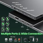 cocopar Portable Monitor 15.6 Inch Upgraded Travel 1080P Monitor with Speaker Full Size HDMI USB-C External Display for Laptop MacBook Surface PC Xbox PS4/5, with Kickstand VESA Compatible