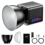 ULANZI 40W Pro RGB Portable LED Video Light w DC Power Adapter, 3400mAh Build-in Battery Metal Mini Adjustable Color Temperature COB Continuous Output Lighting Handheld Spotlight 2500K-6500K for Video