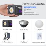 60W Portable RGB LED Video Light, Handheld Fill Light with 20 Scenes, 27000Lux, 2800-7500K, CRI97+, Dimmable COB Continuous Lighting, Built-in Battery & PD Fast Charge for Video Recording, Streaming