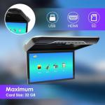 Kunfine Car 19 Inch Overhead Monitor Screen Display LED Vehicle Flip Down Roof Mount Console HDMI TV Player Control Panel NO DVD（Beige）