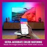 WiZ HDMI Sync Box with TV Backlight – Syncs Light to Your Movies, Games and Music - HDMI 2.0 – Supports 4K at 60Hz - RGBIC LED Strip for 55-65 Inch TVs - App/Voice Control, Works with Google and Alexa
