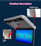 Kunfine Car 19 Inch Overhead Monitor Screen Display LED Vehicle Flip Down Roof Mount Console HDMI TV Player Control Panel NO DVD（Beige）
