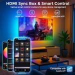 LightingWill 12.47ft TV LED Backlight for 55-65 in, Smart RGB-IC LED Lights Sync with TV, TV Backlight with 4K HDR HDMI Sync Box, Compatible with PS5/Xbox/PC
