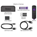 Roku Premiere Streaming Media Player HD/4K/HDR Simple Remote and Premium HDMI Cable, Black & Bundle Swanky Cables HDMI Cable, 3920R