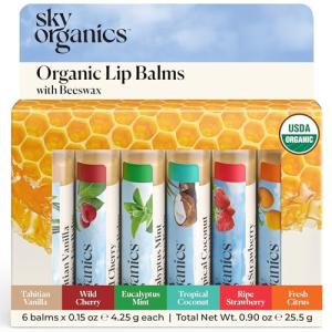 Sky Organics USDA Organic Beeswax Lip Balm Set