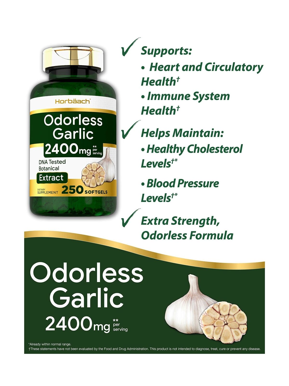 3600mg Odorless Garlic Softgels | Non-GMO, Gluten-Free