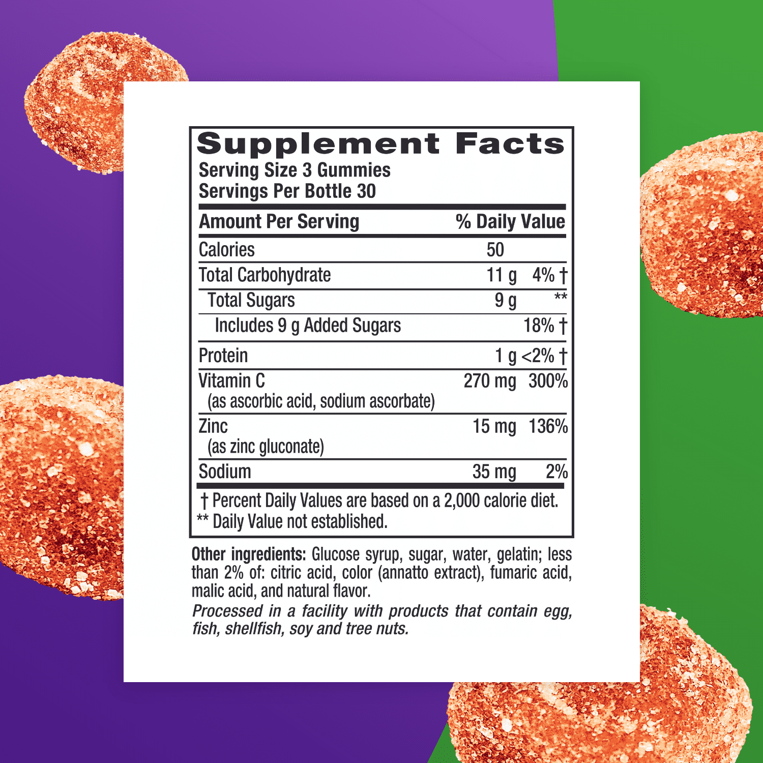 Vitafusion Power Zinc Gummies - Strawberry Tangerine Flavor