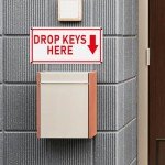 YIKIADA Drop Keys Here Sign 12 × 6 Inches Aluminum Self Adhesive Waterproof Metal Reflective Outdoor Signs for Door Wall Office Gate 2 Pack