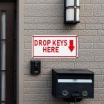 YIKIADA Drop Keys Here Sign 12 × 6 Inches Aluminum Self Adhesive Waterproof Metal Reflective Outdoor Signs for Door Wall Office Gate 2 Pack