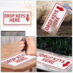 YIKIADA Drop Keys Here Sign 12 × 6 Inches Aluminum Self Adhesive Waterproof Metal Reflective Outdoor Signs for Door Wall Office Gate 2 Pack