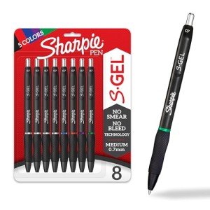 Sharpie S-Gel, Gel Pens, Drawing Pens, Gel Ink Pens For Journaling, Writing Pens, Coloring Pens, Medium Point Pens (0.7Mm), Assorted Colors, 8 Count