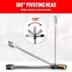 WORKPRO 8-piece Flex-Head Ratcheting Combination Wrench Set, SAE 5/16-3/4 in, 72-Teeth, CR-V Constructed, Nickel Plating with Organizer Bag