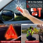 Car Roadside Emergency Kit, Auto Vehicle Truck Safety Emergency Road Side Assistance Kits with Jumper Cables, First Aid Kit, Tow Rope, Reflective Warning Triangle, Tire Pressure Gauge, etc